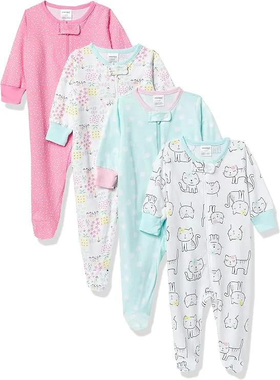 Onesies Brand baby-girls 4-pack Sleep 'N Play Footies Multi Pack