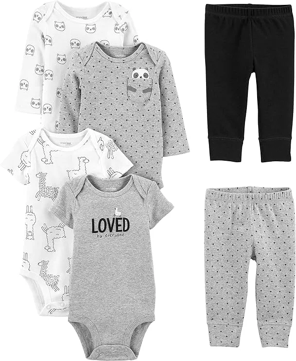 Simple Joys by Carter's unisex-baby 6-piece Bodysuits (Short and Long Sleeve) and Pants Set