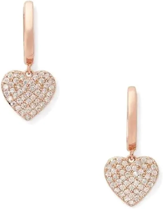 Kate Spade New York Yours Truly Pave Heart Drop Earrings, rose gold, Medium 