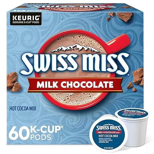 Swiss Miss Milk Chocolate Hot Cocoa, Single-Serve Keurig K-Cup Pods, Hot Chocolate, 60 Count