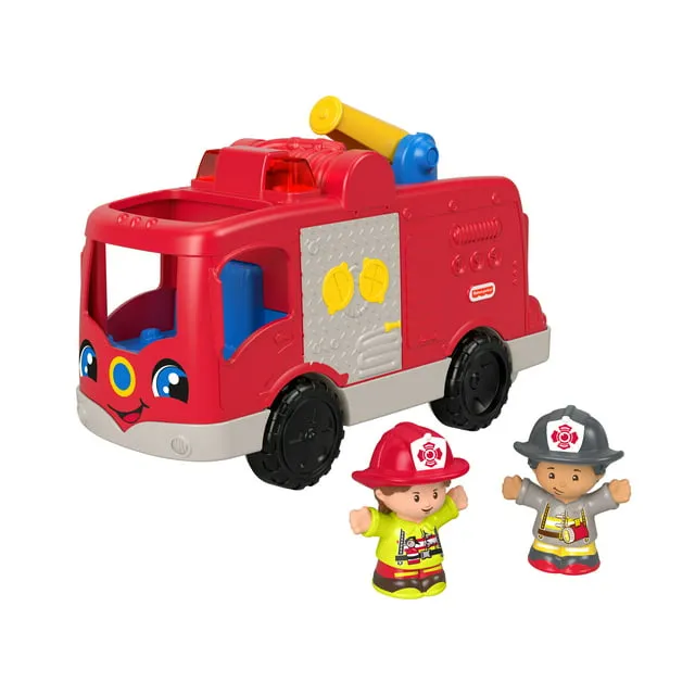 Fisher-Price Little People Toddler Toy Helping Others Fire Truck with Music Lights & Figures for Preschool Pretend Play Kids Ages 1+ Years