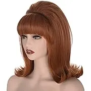 Womens Flip Wig 70s Pinup Pelucas 60s Retro Beehive Style Vintage Look Betty Rubble Wig Halloween Costume Women Wig wtih Bang 2024 - AU $30.59