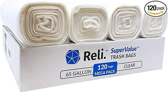 Reli. SuperValue 13 Gallon Trash Bags | 250 Count | Tall Kitchen | Can Liners | Clear Multi-Use Garbage Bags