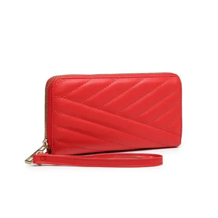 Tepilte Women s Quilted Zip Around Wallet PU Leather Phone Clutch RFID Blocking Card Holder Organizer with Wristlet