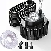 Sump Pump, 950GPH Ultra-quiet, Submersible Water Pump, Pool Cover Pump, Sump Pump for Pool Draining with 16ft Drainage Hose, Upgraded 25ft Thicker Power Cable and 4 Adapters, Blue