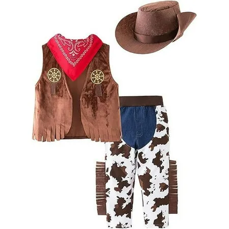 stylesilove Kid Boys Halloween Cowboy Costume 4pcs Set Cosplay Event Dress Up Parties Stage Performance Outfits (80/1-2 Years)