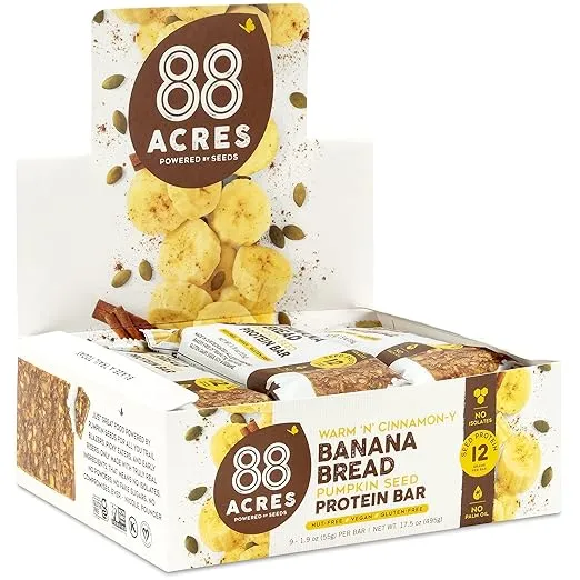 88 Acres - Protein Bar Banana Bread - 1.9 oz (Pack of 9)