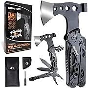 Camping Multitool Accessories Gifts for Men Dad 16 in 1 Upgraded Multi Tool Survival Gear with Axe Hammer Pliers Saw Screwdrivers Bottle Opener Whistle & Portable Sheath For Hiking,Fishing