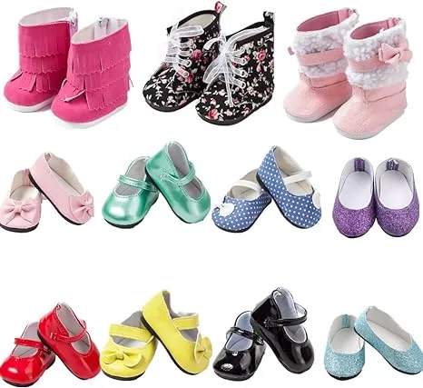 TOYYSB 6 Pairs of Doll Shoes Include Boots Leather Shoes Fits 18 Inch American Girl Doll