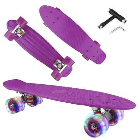 Skateboards Complete 22 inch Mini Cruiser Retro Skateboard for Kids Boys Youths ...