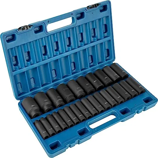 VEVOR Impact Socket Set 1/2 Inches 26 Piece Impact Sockets, Deep Socket, 6-Point Sockets, Rugged Construction, Cr-V, 1/2 Inches Drive Socket Set Impact Metric 10mm - 36mm, with a Storage CageVEVOR Impact Socket Set 1/2 Inches 26 Piece Impact Sock…