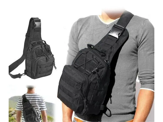 Men Backpack Tactical Sling Bag Chest Shoulder Body Molle Day Pack Pouch Black