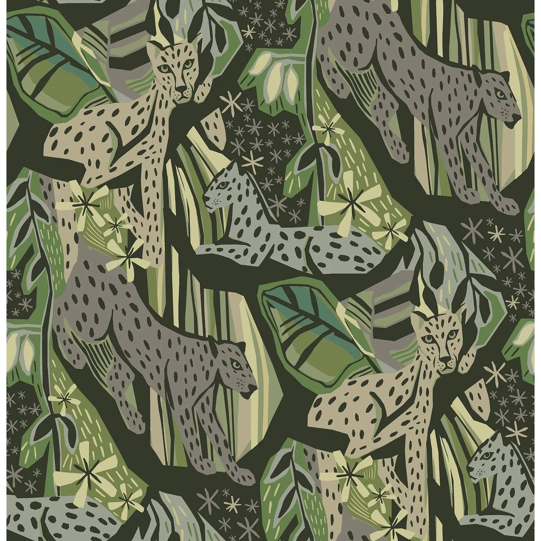 Pip & Lo Greens Cat Nap Peel & Stick Wallpaper