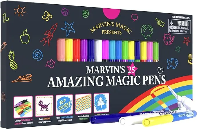 Marvins Magic New x 30 Amazing Magic Pens Color Changing Magic Pen Art Create 3D Lettering or Write Secret Messages Incl