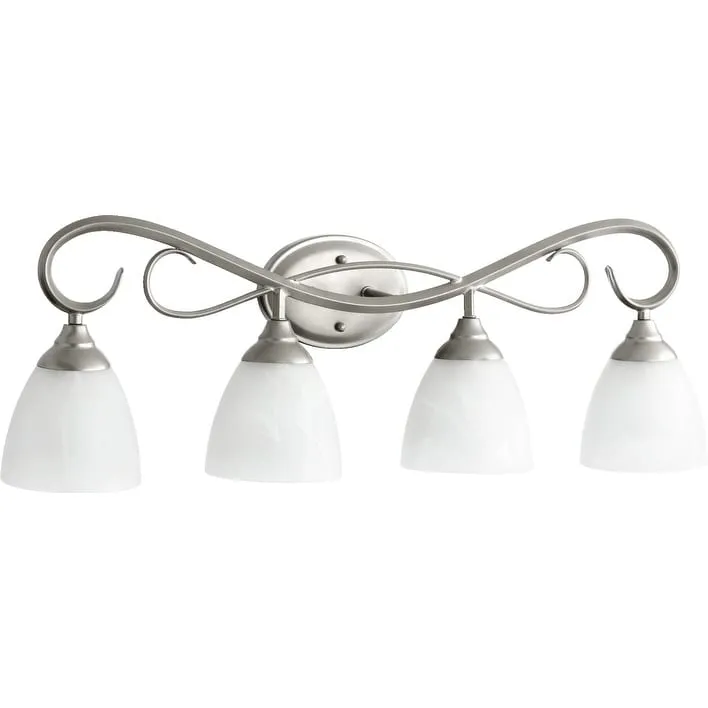 Powell Classic Nickel and Faux Alabaster 4-light Vanity Lighting