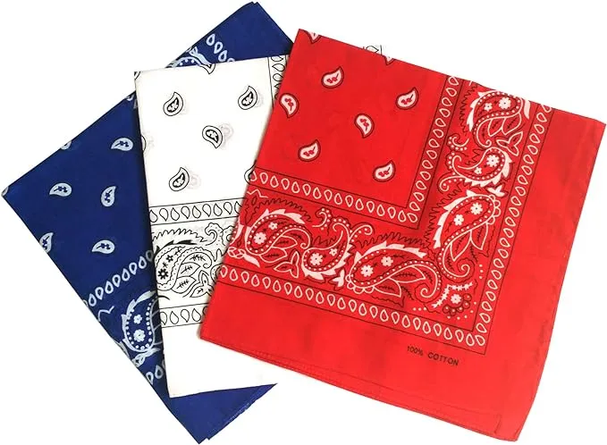 Combocube 12 Pack Multi-Purpose Cotton Paisley Cowboy Bandanas Headband