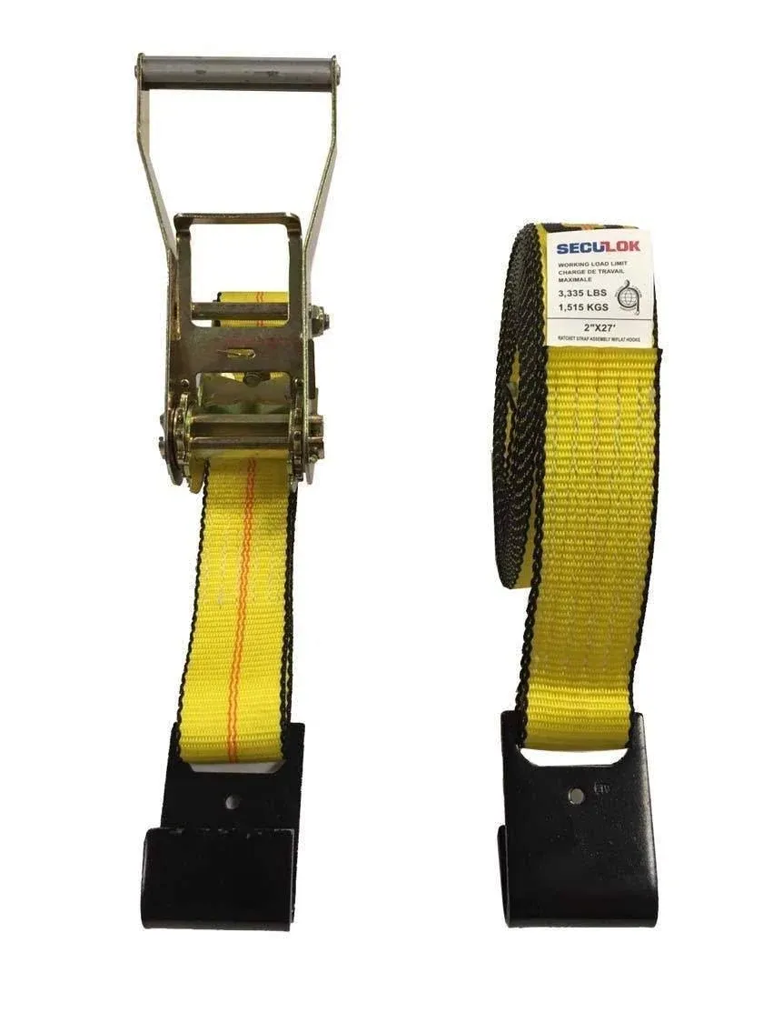 Seculok 2&#034; X 27&#039; Heavy Duty Ratchet Tie-Down Strap with Flat Hooks,10,000 Lb Bre