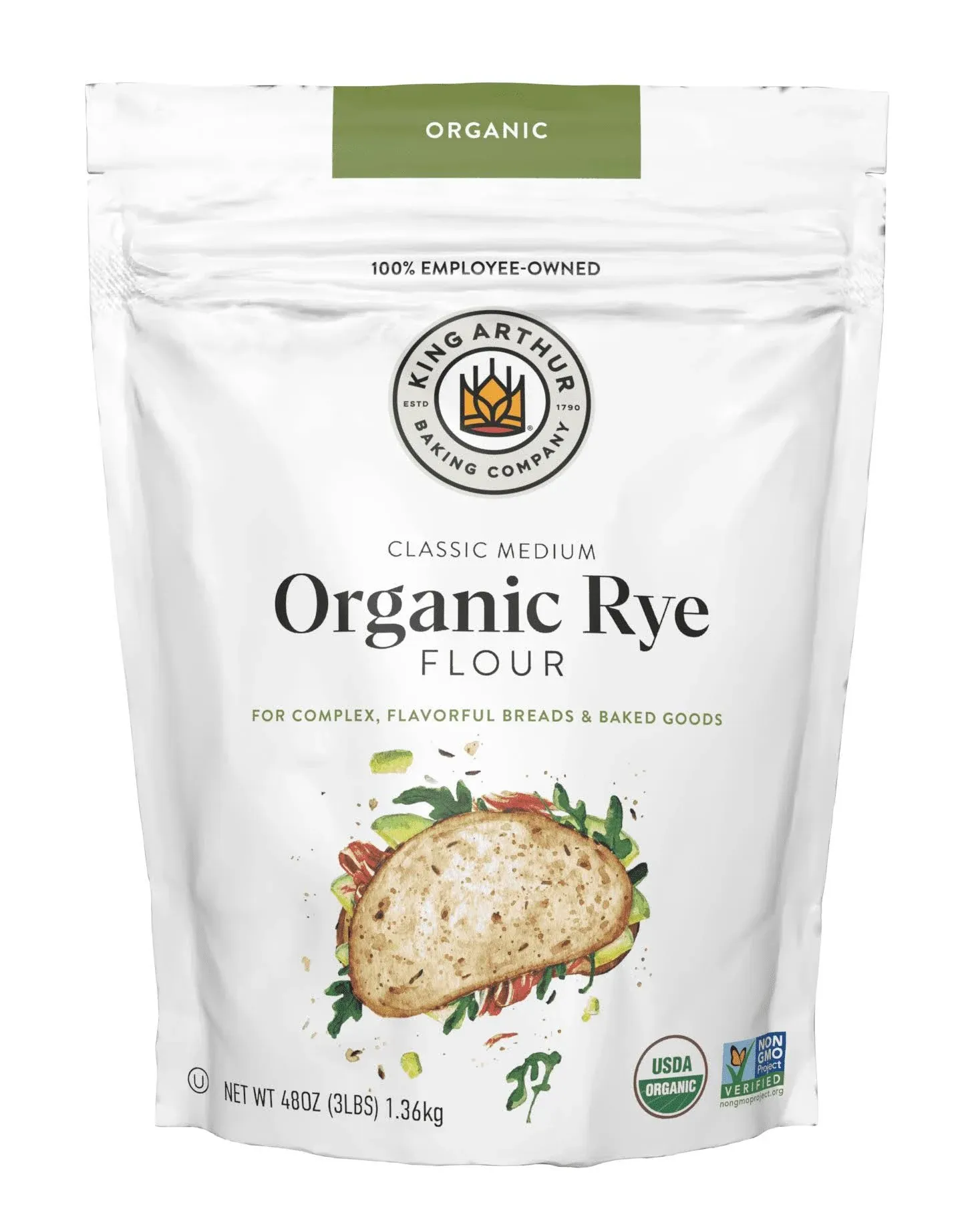 King Arthur Baking Rye Flour, Organic, Classic Medium - 48 oz