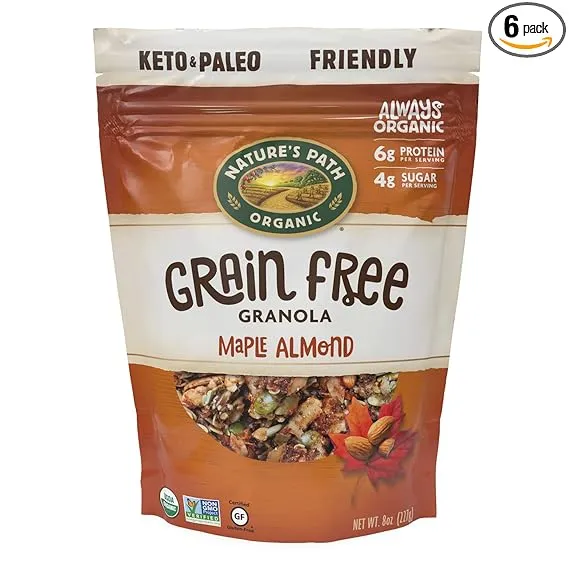 Nature's Path Organic Maple Almond Grain Free Granola, 8 oz (Pack of 6), Gluten Free, Non-GMO