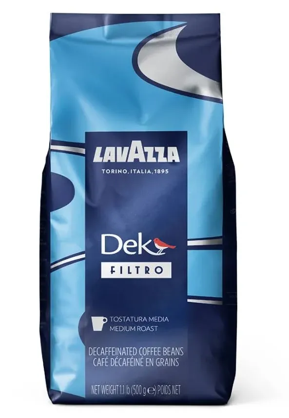 Lavazza Dek Filtro Whole Bean Coffee Medium Roast 1.1LB Bag ,Authentic Italian, Blended and roasted in Italy, Roasted cereals and barrique aromatic note, Nut Free