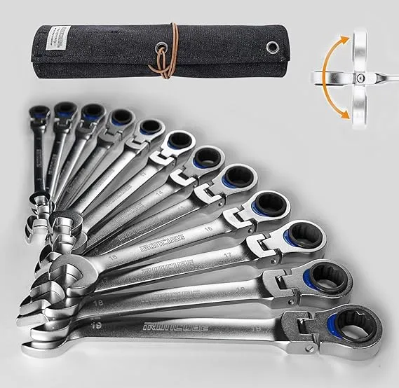 IRONCUBE Flex Head Ratcheting Wrench Set, 12-Piece Metric 8-19mm, Reputable ...