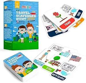 merka Roadtrip Activites for Kids Road Trip Essentials Kids Roadtrip Games License Plate Game Road Trip Travel Scavenger Hunt Set Objects to Find On Road License Plates 96 Flashcards 