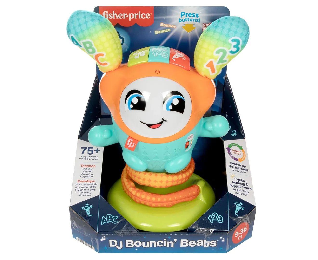 Fisher-Price Dj Bouncin’ Beats Electronic Baby & Toddler Learning Toy With Bouncing Action