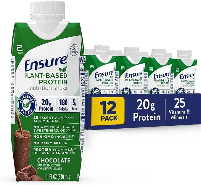 Ensure Plant Protein Chocolate Nutrition Shake - Tetra Pack, 11 Fluid Ounce -- 12 per case