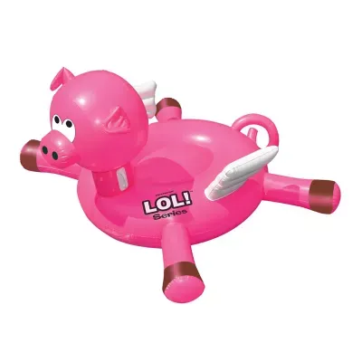 SWIMLINE ORIGINAL 90266 Giant Inflatable LOL Pig Pool Float Floatie Ride-On Lounge W/ Stable Legs Wings Large Rideable Blow Up Summer Beach Swimming Party Lounge Big Raft Tube Decoration Toys Kids