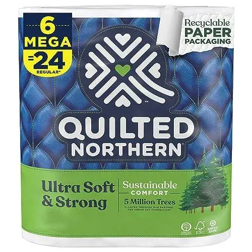 Quilted Northern Ultra Soft & Strong Toilet Paper, 6 Mega Rolls