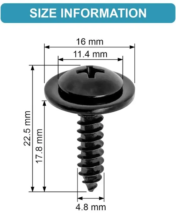 Fender Liner Splash Shield Wheelhouse Liner Screw Phillips Truss Head Sems for H