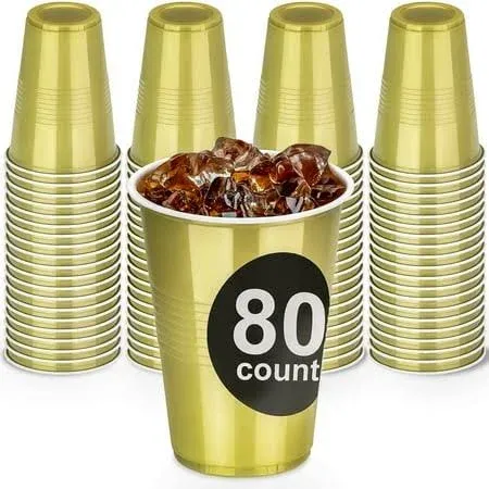 Decorrack 80 Party Cups, 16 Oz -bpa Free Plastic Soda Cups, Perfect for Birthday, Picnic, Indoor and Outdoor Event