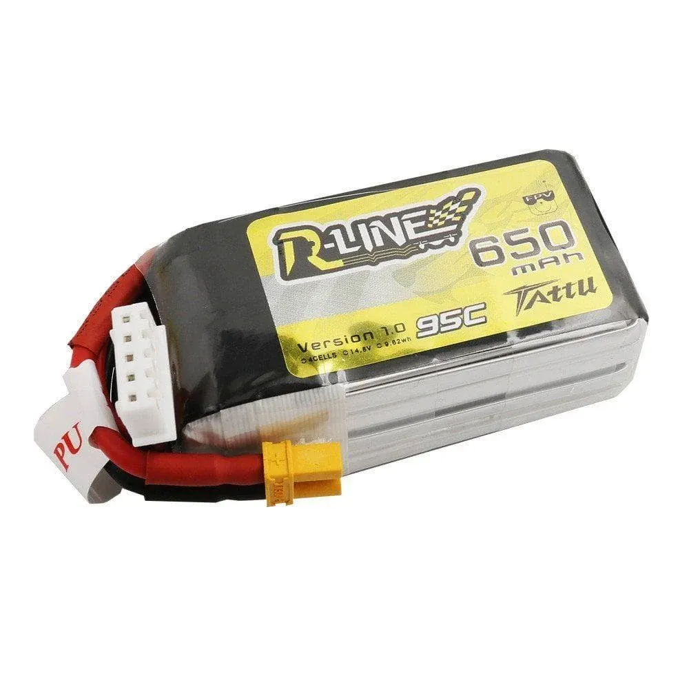 Tattu R-Line 650mAh 14.8V 95C 4S1P Lipo Battery Pack with XT30 Plug