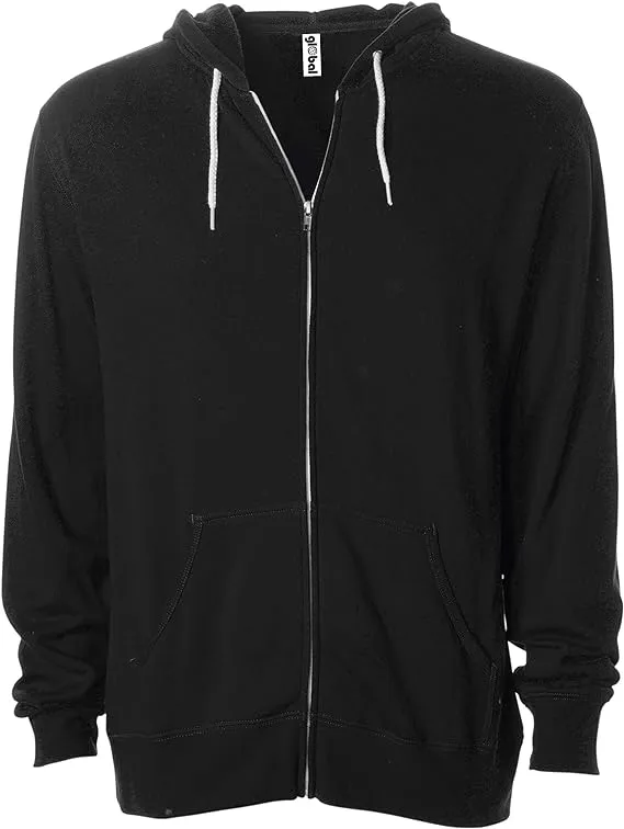 Global Blank Men’s Slim Fit Hoodie for Men and Women Lightweight Zip Up Hooded ...