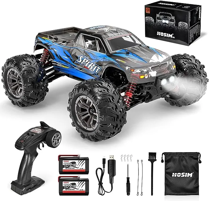 Hosim RC Car 1:16 All Terrain 4WD RC Monster Truck 40+ km/h Buggy Fast Remote Control Racing Cars for Adults and Children (Blue)