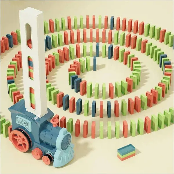 Kids Games Domino Train Toys: 180pcs Automatic Dominoes Stacking Creative Game 3+ ...