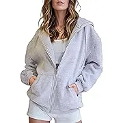 Zeagoo Women's Oversized Zip Up Hoodies Fleece Jacket Casual 2024 Fall Winter Sweatshirts Drawstring Y2K Hoodies Teen Girls