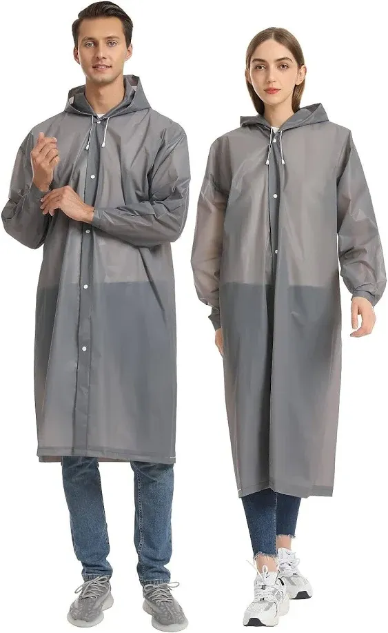 Opret 2 Pack Raincoats for Adults Reusable, EVA Rain Ponchos Lightweight Rain Co