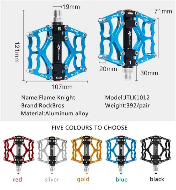 Mountain Bike Pedals MTB Pedals,3 Sealed Bearings Bicycle Pedals with Reflectors,9/16" Non-Slip Bike Pedals Platform Bicycle Flat Alloy Pedals for Road BMX MTB