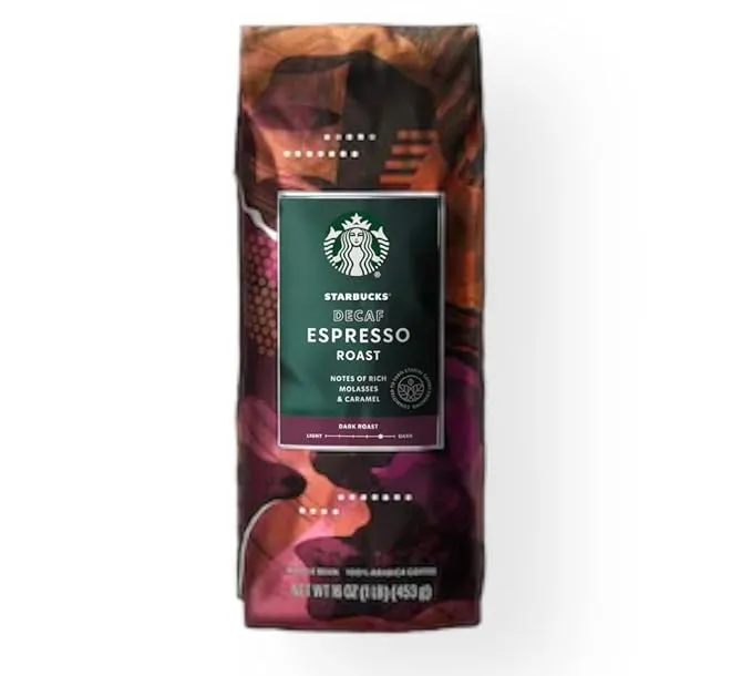 Starbucks Decaf Espresso Roast Dark Roast Whole Bean Coffee 16 oz (1lb)