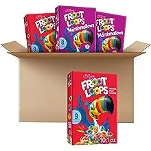 Kellogg's Froot Loops Kids Breakfast Cereal, Variety Pack, Froot Loops and Froot Loops with Marshmallows, 10.1 Ounce (Pack of 4)