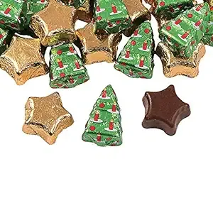 Christmas Tree and Stars Wrapped Chocolate Candy - 1 Pound - Holiday Candy