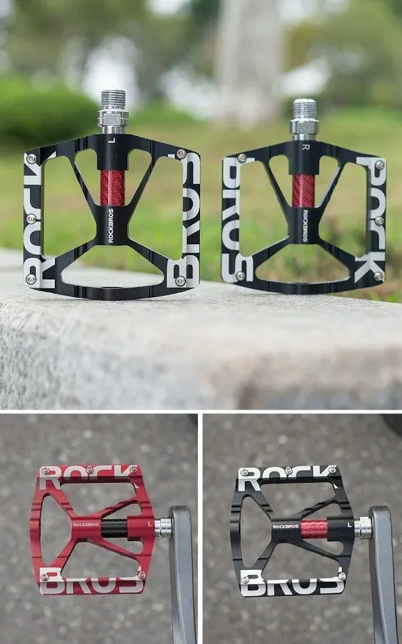 ROCKBROS Aluminum Reflective Bicycle Pedals Sealed Bearing MTB Road Bike Pedals