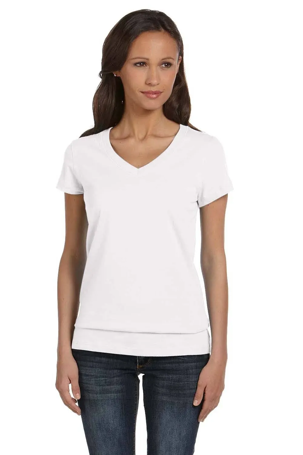 "Bella + Canvas Women's Black Jersey Short-Sleeve V-Neck T-Shirt"