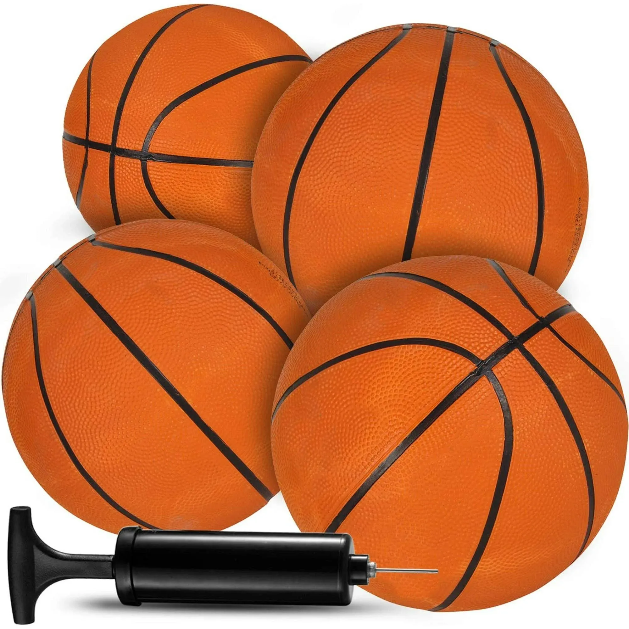 Wholesale Bedwina Mini Basketballs - (7 Inch, Size 3) Pack of 4 - Mini Hoop Basketball Set with Air Pump for Indoor, Outdoor, Pool Parties, Small Hoops Basketball Game Party Favors for Kids