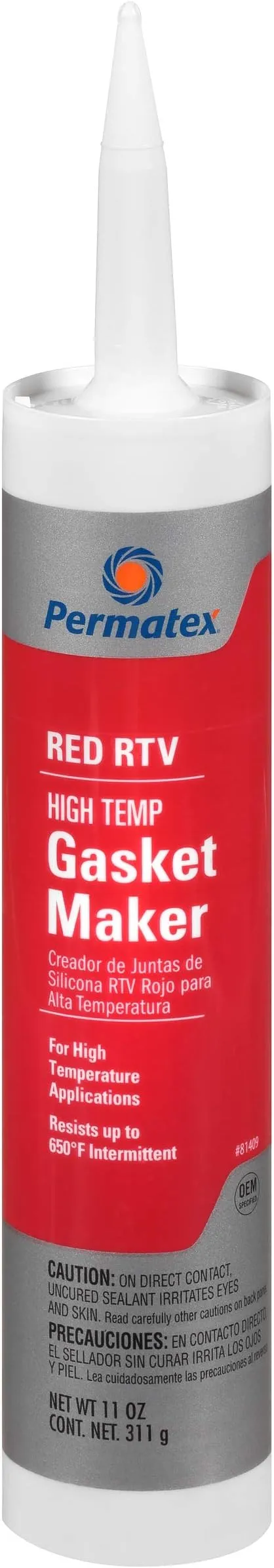 Permatex 81409 High-Temp Red RTV Silicone Gasket, 11 oz.