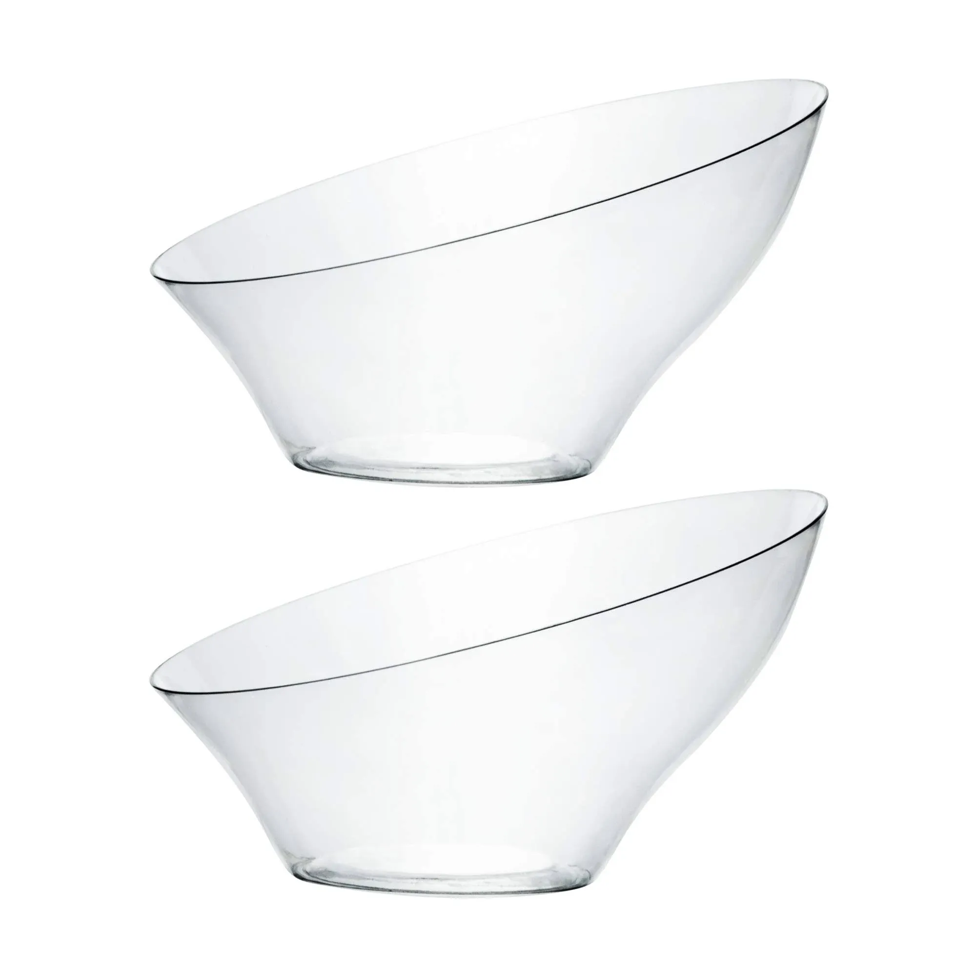  Disposable Angled Plastic Bowls Round Serving Bowl, Elegant for Medium Clear