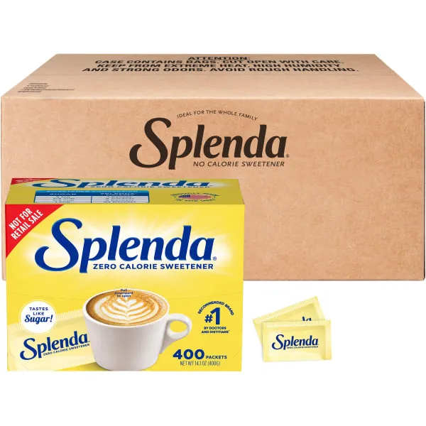 Splenda Single-serve Sweetener Packets - Packet - 0.035 oz (1 g) - Artificial Sweetener - 6/Carton - 400 Per Box