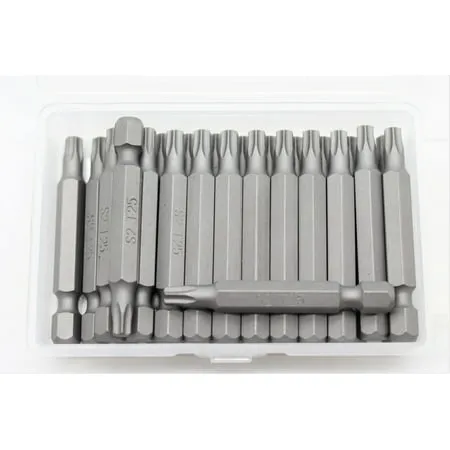 TEMO 25 pc T25 Torx 6 Point Impact Ready 2 Inch Length Screwdriver Insert Bits Hex Shank with Quick Release Slot