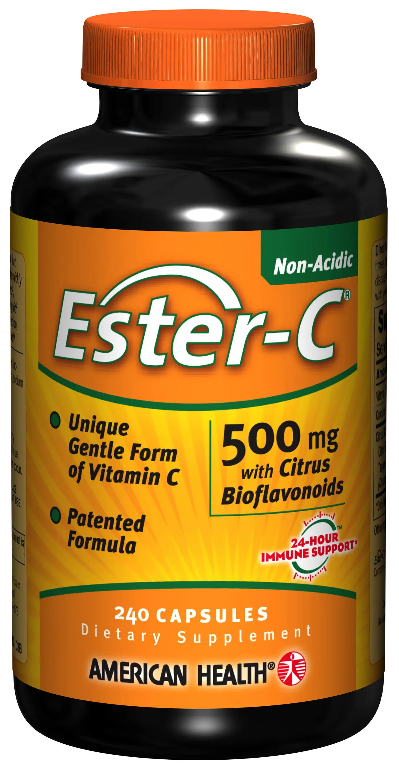 American Health EsterC with Bioflavonoids Vegetarian Capsules 24Hour Immune Support Gentle On Stomach NonAcidic Vitamin C NonGMO GlutenFree Vegan 500 mg 120 Servings, Citrus, 240 Count